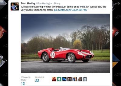 Zdjęcie słynnego Ferrari (źródło: twitter.com/TomHartleyjnr)