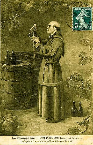 Ojciec Perignon na pocztówce z XIX wieku