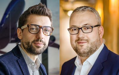 NOWA LINIA: Skanska, której biurową spółką w
Polsce kieruje Arkadiusz Rudzki (z prawej), zamierza otwierać Business Linki w
nowych biurowcach, które buduje w krajach regionu. Sprzedaż udziałów w spółce
Business Link da zastrzyk gotówki Akademickim Inkubatorom Przedsiębiorczości,
którymi kieruje Dariusz Żuk.
