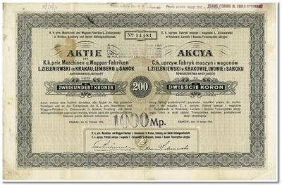 akcja spółki z 1914 roku nominowana w koronach