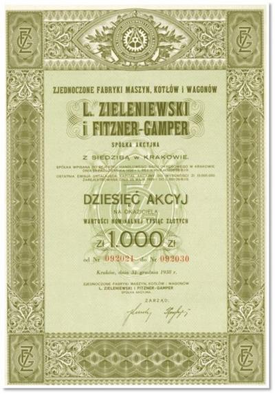 10 akcji spółki z 1938 roku nominowane w złotych polskich