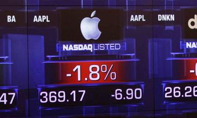 Apple na Nasdaq; fot. Bloomberg