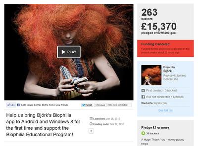 Projekt wersji albumu "BIophilia" na tablety z Androidem artystka chciała finansować za pomocą crowdfundingowej platformy Kickstarter (FOT. kickstarter.com)