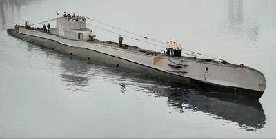 Kwiecień 1940 r. - ORP Orzeł wpływa do brytyjskiego portu po przeprowadzonym patrolu.