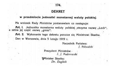 Treść dekretu Piłsudskiego z 5 II 1919 r.