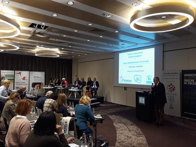 Prezes Krajowego Forum Orphan Mirosław Zieliński podczas konferencji konferencji „Choroby rzadkie – diagnostyka, leki i wyroby medyczne dedykowane ich terapii. Wyzwania dla Polski 2020”, 25 listopada 2019 r., Warszawa