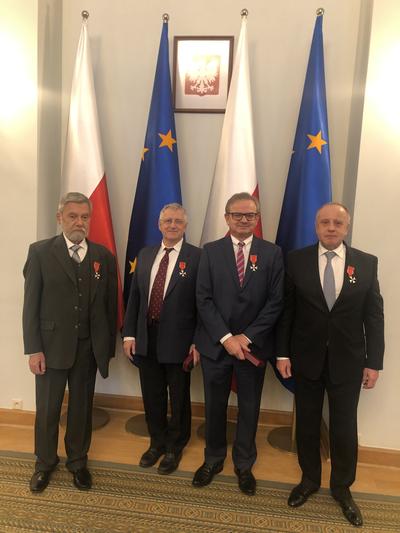 Odznaczeni Orderami Odrodzenia Polski kardiolodzy - od lewej: prof. Andrzej Kutarski, prof. Marcin Demkow, prof. Zbigniew Chmielak, prof. Adam Witkowski