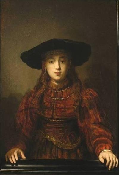 "Dziewczyna w ramie obrazu", Rembrandt van Rijn
