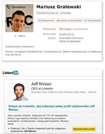 Profile szefów na kierowanych przez nich portalach