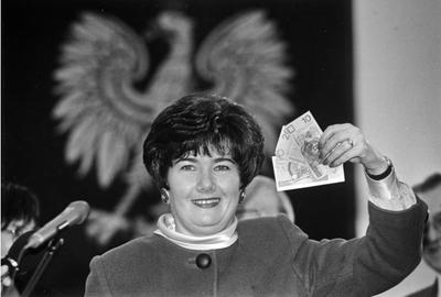 Hanna Gronkiewicz Waltz podczas prezentacji banknotów